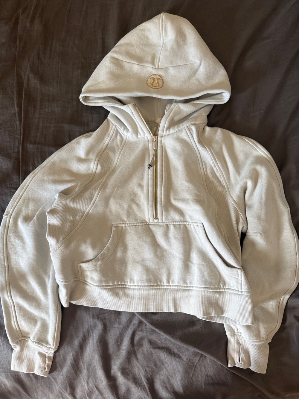 lululemon athletica Cream Cropped Half-Zip Hoodie